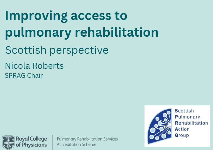 Card with text: Improving access to pulmonary rehabilitation