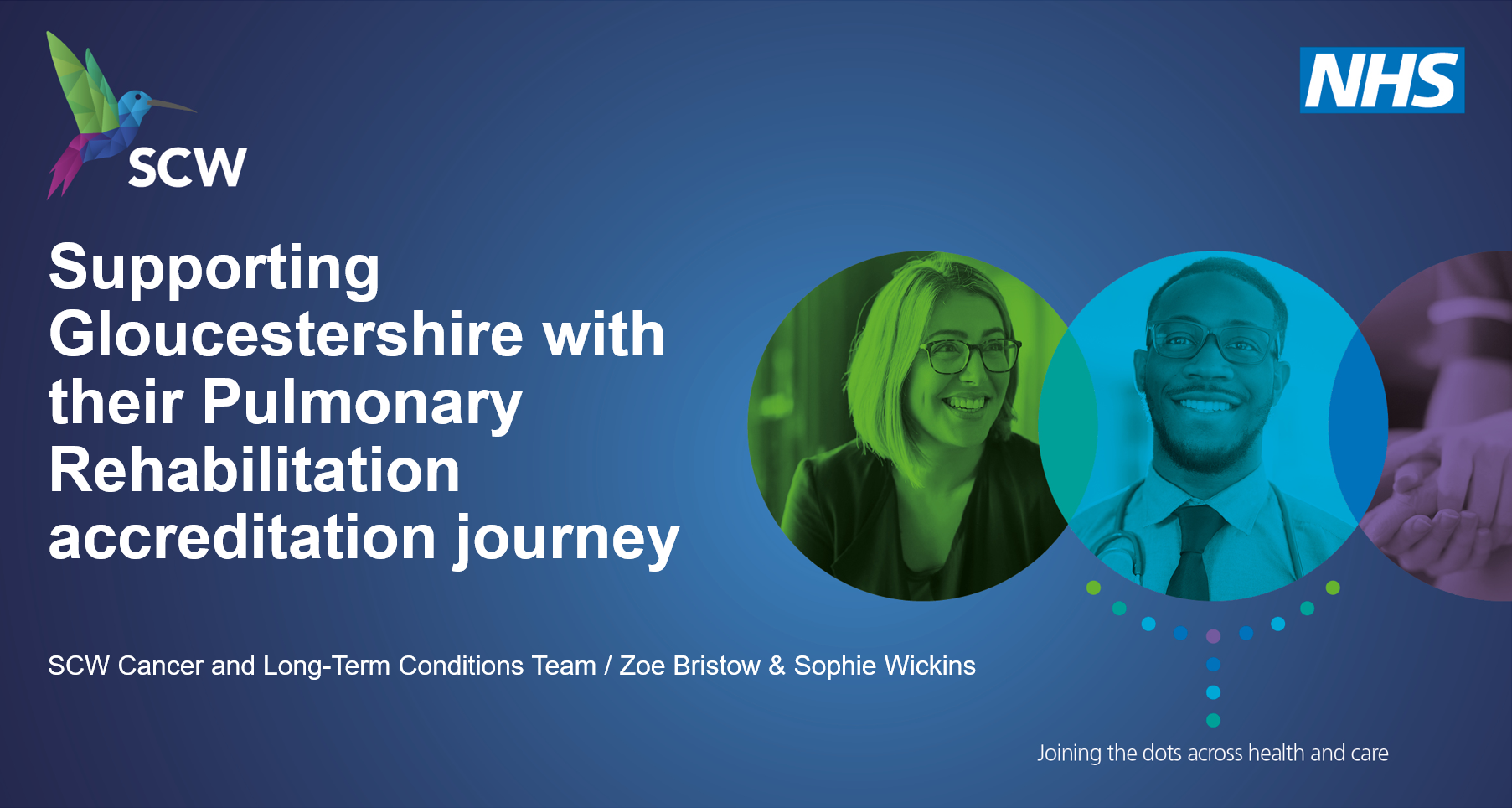 Image card with text 'supporting Gloucestershire with their Pulmonary rehabilitation accreditation journey